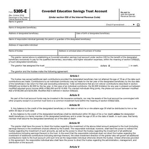 Document preview: IRS Form f5305e — IRS, United States (CERFA n°5305E)