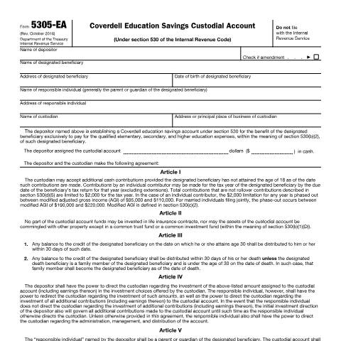 Document preview: IRS Form f5305ea — IRS, United States (CERFA n°5305EA)