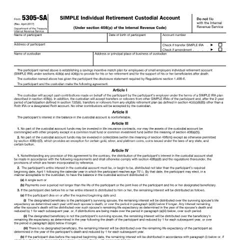 Document preview: IRS Form f5305sa — IRS, United States (CERFA n°5305SA)