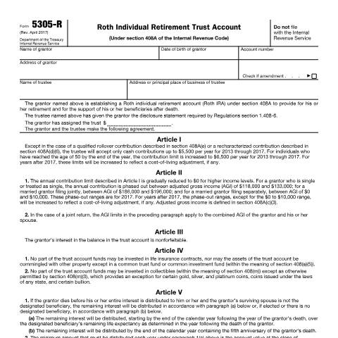 Document preview: IRS Form f5305r — IRS, United States (CERFA n°5305R)
