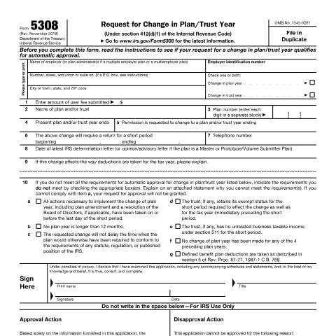 Document preview: IRS Form f5308 — IRS, United States (CERFA n°5308)