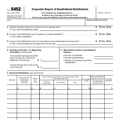 Document preview: IRS Form f5452 — IRS, United States (CERFA n°5452)