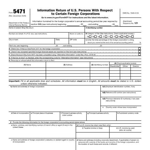 Document preview: IRS Form f5471 — IRS, United States (CERFA n°5471)