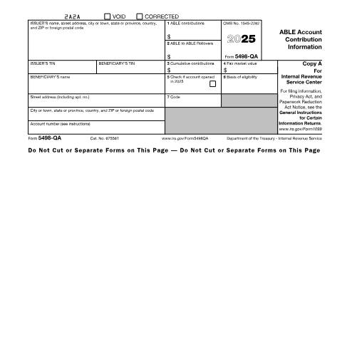 Document preview: IRS Form f5498qa — IRS, United States (CERFA n°5498QA)