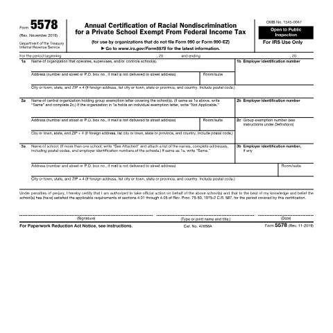 Document preview: IRS Form f5578 — IRS, United States (CERFA n°5578)