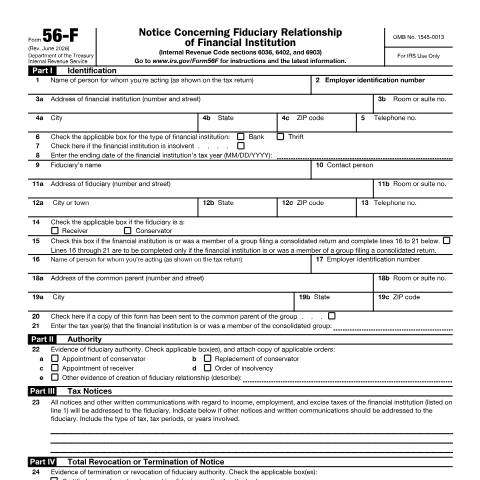 Document preview: IRS Form f56f — IRS, United States (CERFA n°56F)