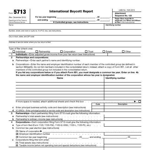 Document preview: IRS Form f5713 — IRS, United States (CERFA n°5713)