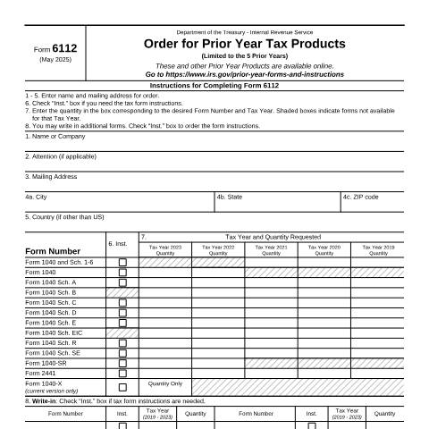 Document preview: IRS Form f6112 — IRS, United States (CERFA n°6112)