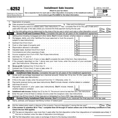 Document preview: IRS Form f6252 — IRS, United States (CERFA n°6252)