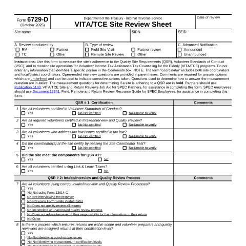 Document preview: IRS Form f6729d — IRS, United States (CERFA n°6729D)