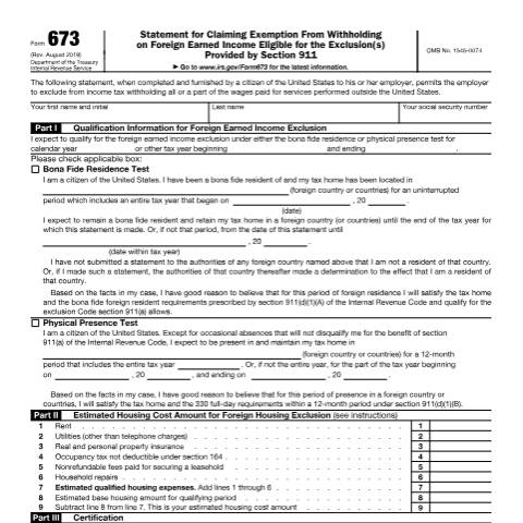 Document preview: IRS Form f673 — IRS, United States (CERFA n°673)