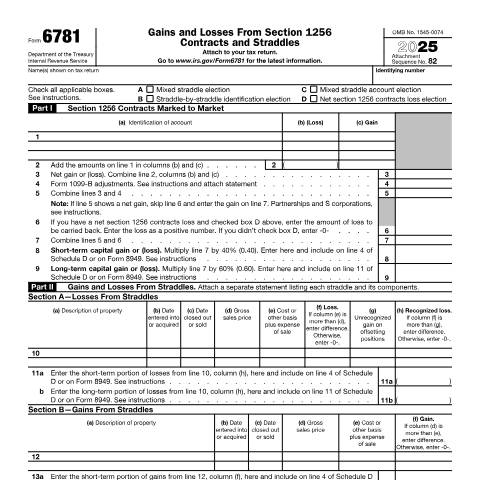 Document preview: IRS Form f6781 — IRS, United States (CERFA n°6781)