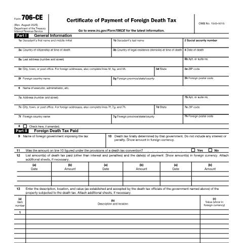 Document preview: IRS Form f706ce — IRS, United States (CERFA n°706CE)