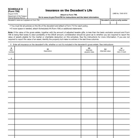 Document preview: IRS Form f706sd — IRS, United States (CERFA n°706SD)