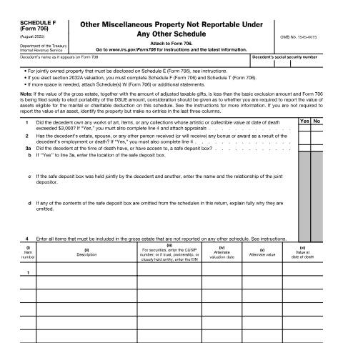 Document preview: IRS Form f706sf — IRS, United States (CERFA n°706SF)