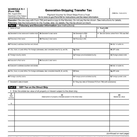 Document preview: IRS Form f706sr1 — IRS, United States (CERFA n°706SR1)