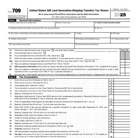 Document preview: IRS Form f709 — IRS, United States (CERFA n°709)