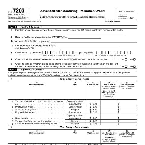 Document preview: IRS Form f7207 — IRS, United States (CERFA n°7207)