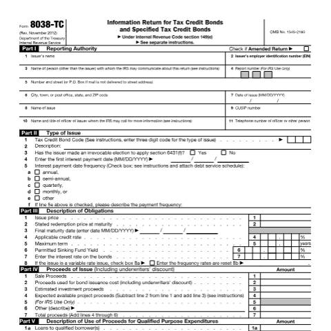 Document preview: IRS Form f8038tc — IRS, United States (CERFA n°8038TC)