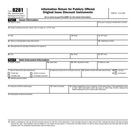 Document preview: IRS Form f8281 — IRS, United States (CERFA n°8281)