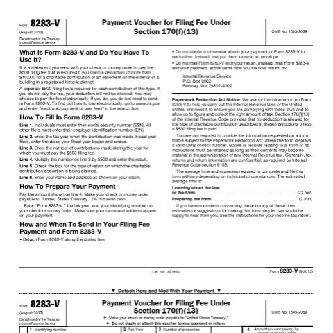 Document preview: IRS Form f8283v — IRS, United States (CERFA n°8283V)