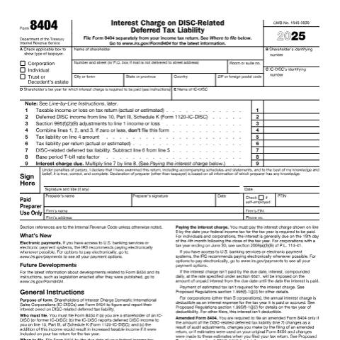 Document preview: IRS Form f8404 — IRS, United States (CERFA n°8404)