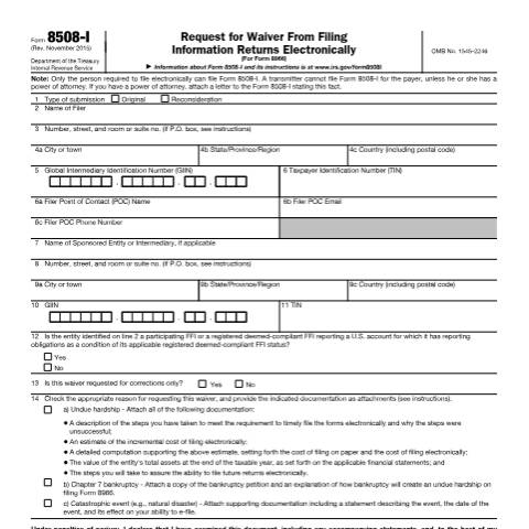 Document preview: IRS Form f8508i — IRS, United States (CERFA n°8508I)