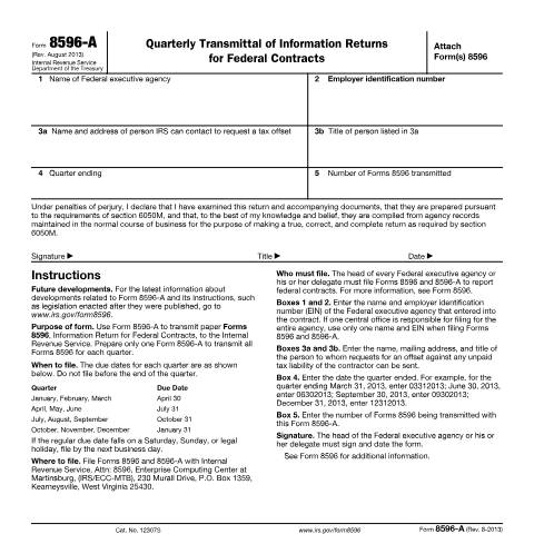 Document preview: IRS Form f8596a — IRS, United States (CERFA n°8596A)