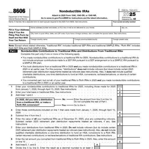 Document preview: IRS Form f8606 — IRS, United States (CERFA n°8606)