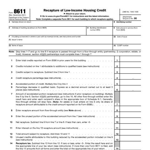 Document preview: IRS Form f8611 — IRS, United States (CERFA n°8611)
