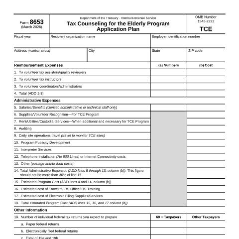 Document preview: IRS Form f8653 — IRS, United States (CERFA n°8653)