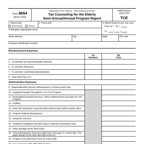 Document preview: IRS Form f8654 — IRS, United States (CERFA n°8654)