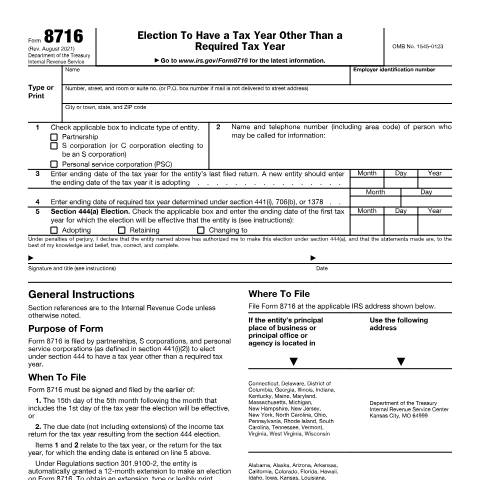 Document preview: IRS Form f8716 — IRS, United States (CERFA n°8716)