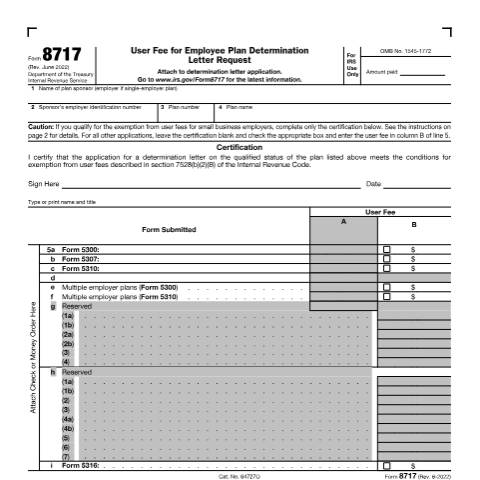 Document preview: IRS Form f8717 — IRS, United States (CERFA n°8717)