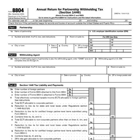 Document preview: IRS Form f8804 — IRS, United States (CERFA n°8804)