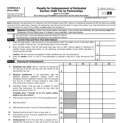 Document preview: IRS Form f8804sa — IRS, United States (CERFA n°8804SA)