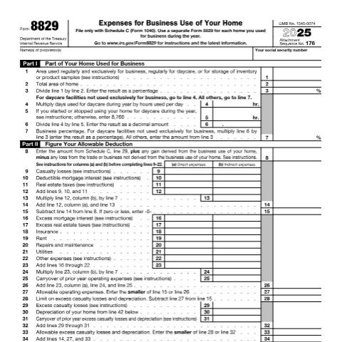 Document preview: IRS Form f8829 — IRS, United States (CERFA n°8829)