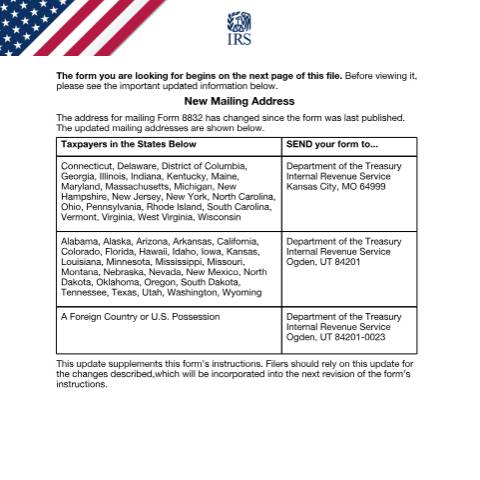 Document preview: IRS Form f8832 — IRS, United States (CERFA n°8832)