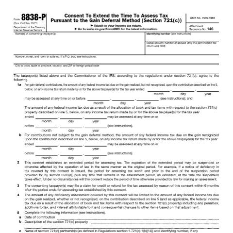 Document preview: IRS Form f8838p — IRS, United States (CERFA n°8838P)