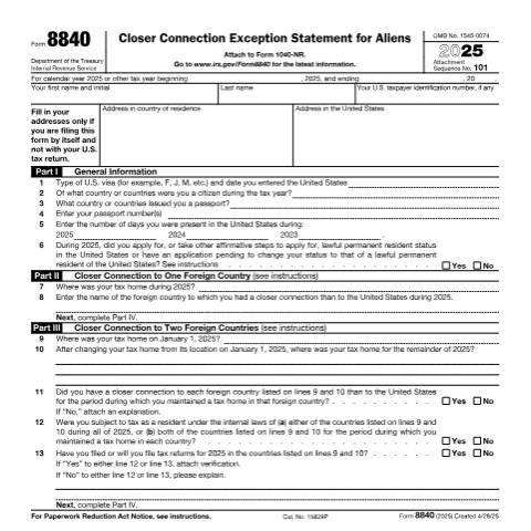 Document preview: IRS Form f8840 — IRS, United States (CERFA n°8840)