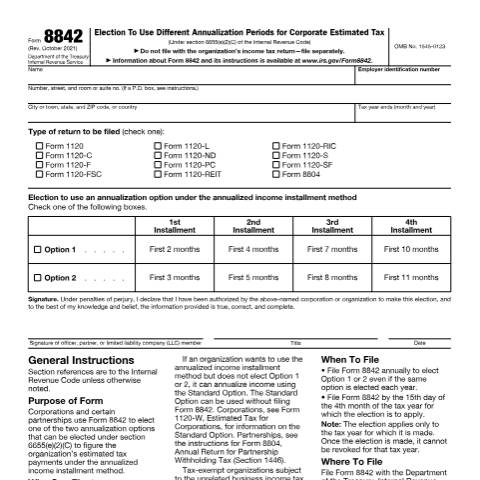 Document preview: IRS Form f8842 — IRS, United States (CERFA n°8842)