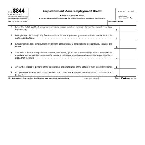 Document preview: IRS Form f8844 — IRS, United States (CERFA n°8844)
