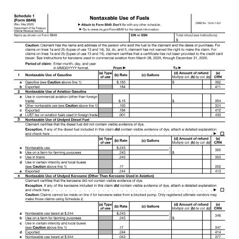 Document preview: IRS Form f8849s1 — IRS, United States (CERFA n°8849S1)