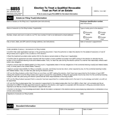Document preview: IRS Form f8855 — IRS, United States (CERFA n°8855)