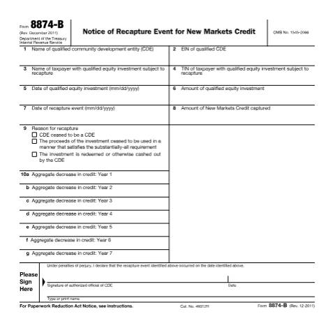 Document preview: IRS Form f8874b — IRS, United States (CERFA n°8874B)