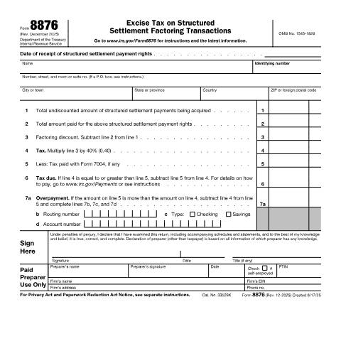 Document preview: IRS Form f8876 — IRS, United States (CERFA n°8876)