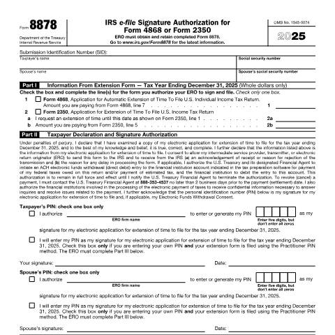Document preview: IRS Form f8878 — IRS, United States (CERFA n°8878)