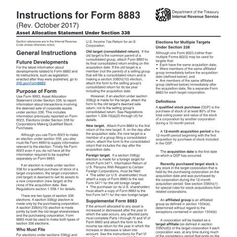 Document preview: IRS Instructions i8883 — IRS, United States (CERFA n°INST-8883)
