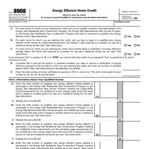 Document preview: IRS Form f8908 — IRS, United States (CERFA n°8908)