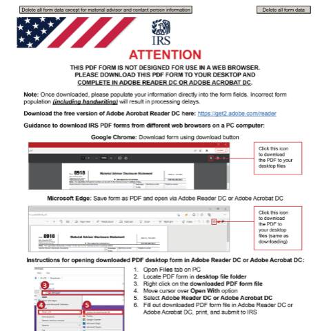 Document preview: IRS Form f8918 — IRS, United States (CERFA n°8918)